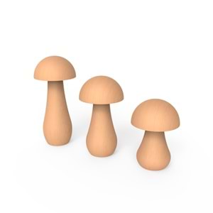 Ahşap Klasik Mantar Seti (3 Parça)