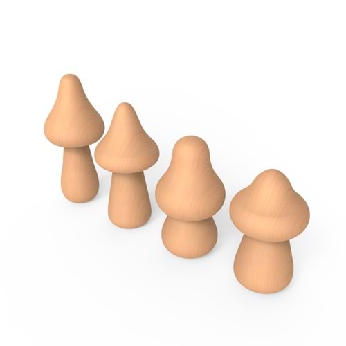 Ahşap Sivri Mantar Seti (4 Parça)
